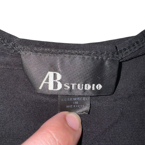 AB Studio Black Ruched Wrap Style Top | Size M - Picture 5 of 7